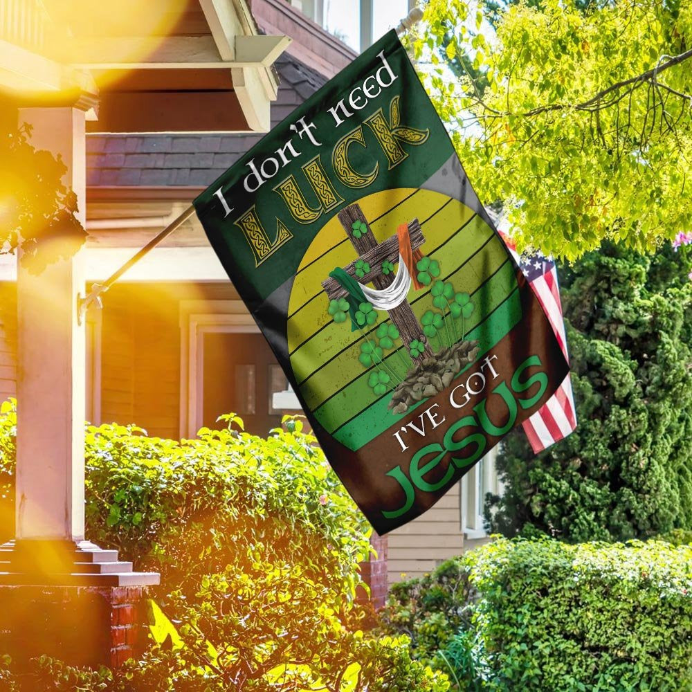 Christian Garden Flags, I Don't Need Luck, I've Got Jesus Flag, Christian House Flags, Christian Cross Flag, Faith Flag