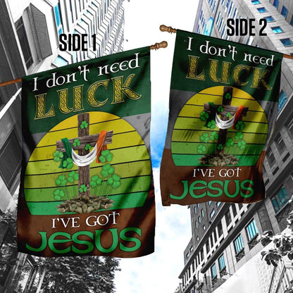 Christian Garden Flags, I Don't Need Luck, I've Got Jesus Flag, Christian House Flags, Christian Cross Flag, Faith Flag