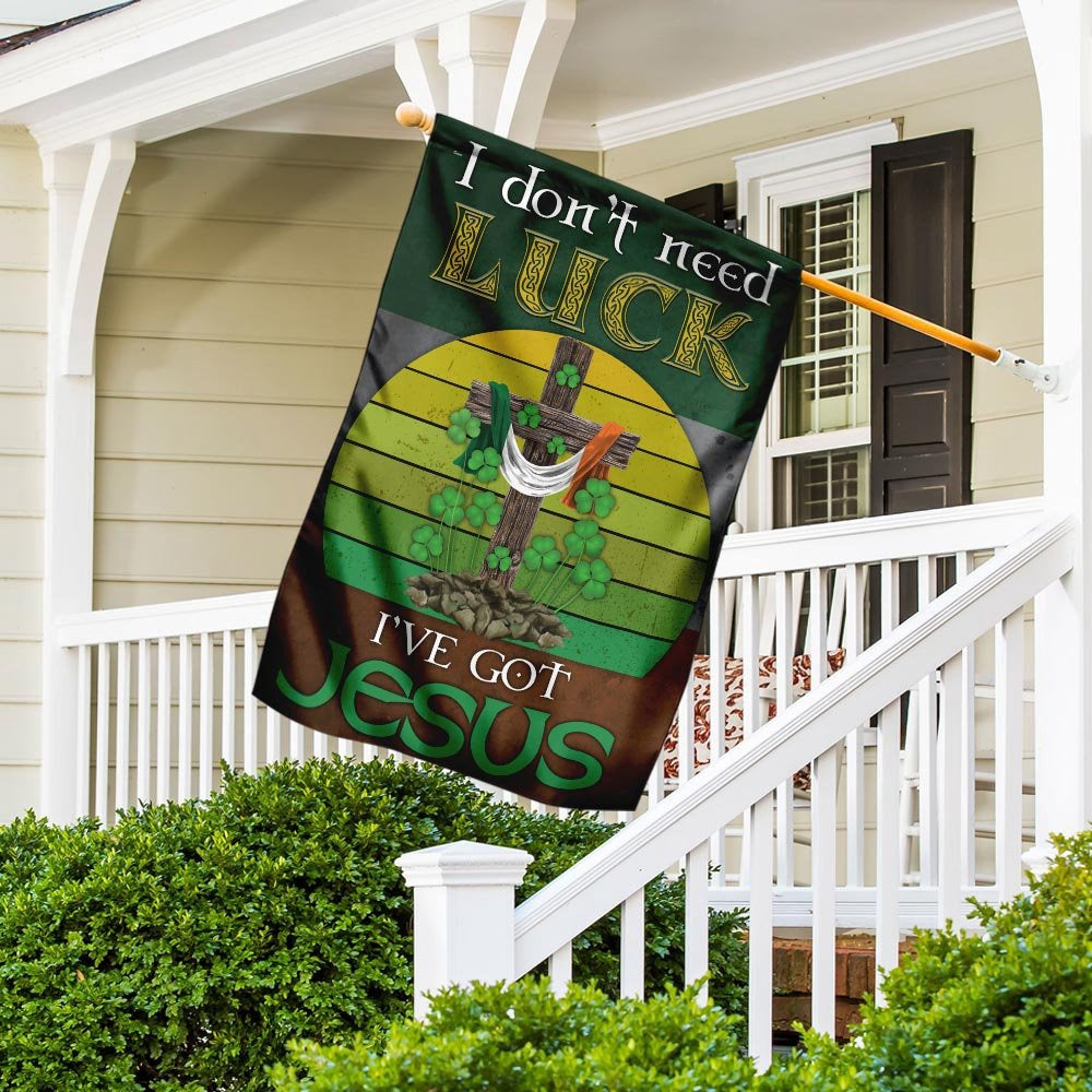 Christian Garden Flags, I Don't Need Luck, I've Got Jesus Flag, Christian House Flags, Christian Cross Flag, Faith Flag
