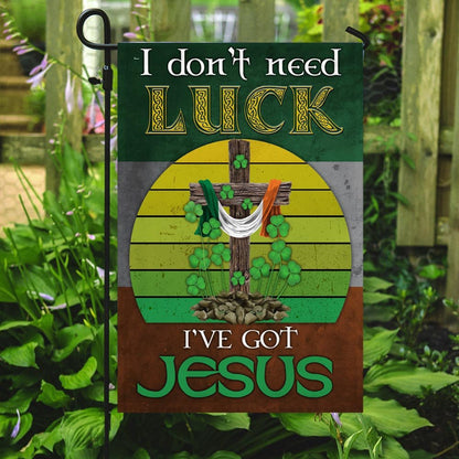 Christian Garden Flags, I Don't Need Luck, I've Got Jesus Flag, Christian House Flags, Christian Cross Flag, Faith Flag