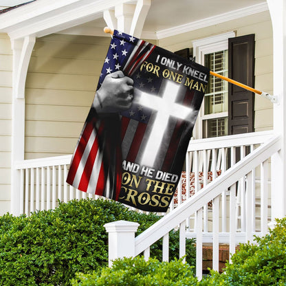 Christian Garden Flags, I Only Kneel For One Man And He Died On The Cross Flag, Christian House Flags, Christian Cross Flag, Faith Flag