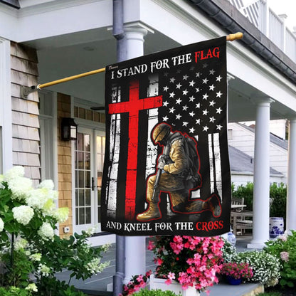 Christian Garden Flags, I Stand For The Flag And Kneel For The Cross Flag, Christian House Flags, Christian Cross Flag, Faith Flag
