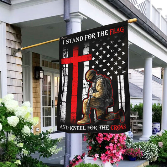 Christian Garden Flags, I Stand For The Flag And Kneel For The Cross Flag, Christian House Flags, Christian Cross Flag, Faith Flag