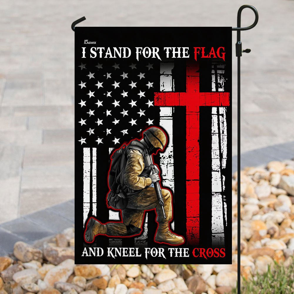 Christian Garden Flags, I Stand For The Flag And Kneel For The Cross Flag, Christian House Flags, Christian Cross Flag, Faith Flag