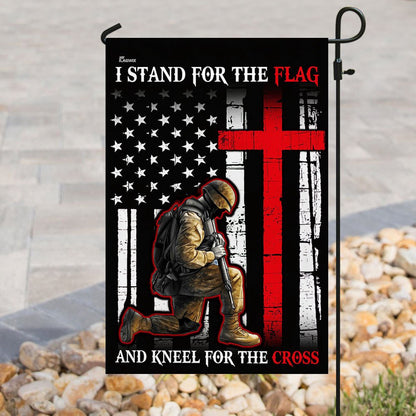 Christian Garden Flags, I Stand For The Flag And Kneel For The Cross Flag, Christian House Flags, Christian Cross Flag, Faith Flag