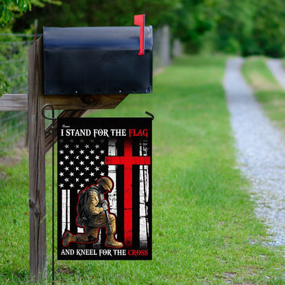 Christian Garden Flags, I Stand For The Flag And Kneel For The Cross Flag, Christian House Flags, Christian Cross Flag, Faith Flag