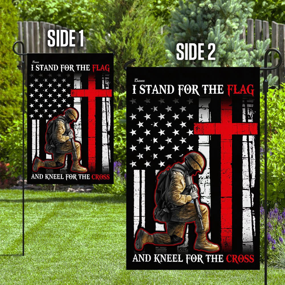 Christian Garden Flags, I Stand For The Flag And Kneel For The Cross Flag, Christian House Flags, Christian Cross Flag, Faith Flag