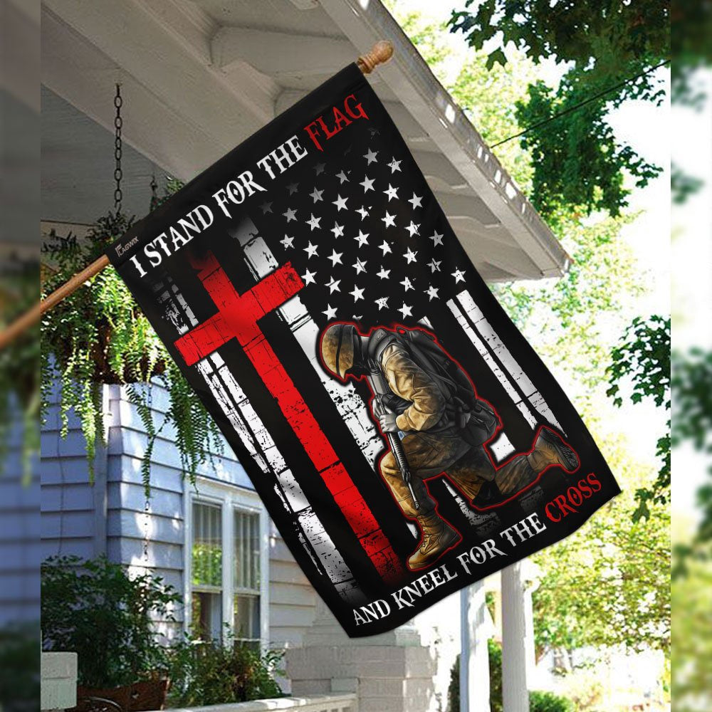 Christian Garden Flags, I Stand For The Flag And Kneel For The Cross Flag, Christian House Flags, Christian Cross Flag, Faith Flag