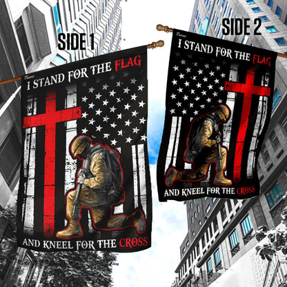 Christian Garden Flags, I Stand For The Flag And Kneel For The Cross Flag, Christian House Flags, Christian Cross Flag, Faith Flag
