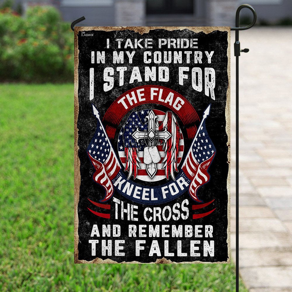 Christian Garden Flags, I Stand For The Flag Kneel For The Cross Flag, Christian House Flags, Christian Cross Flag, Faith Flag