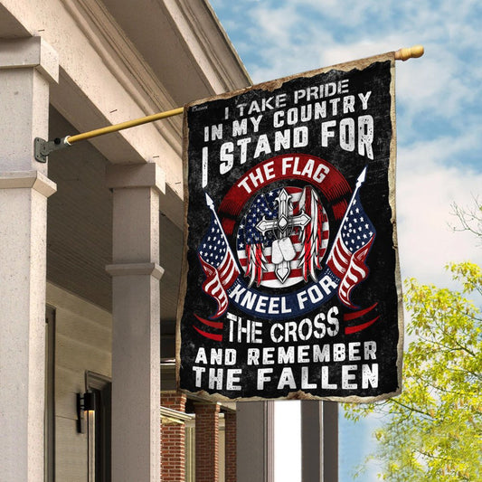 Christian Garden Flags, I Stand For The Flag Kneel For The Cross Flag, Christian House Flags, Christian Cross Flag, Faith Flag