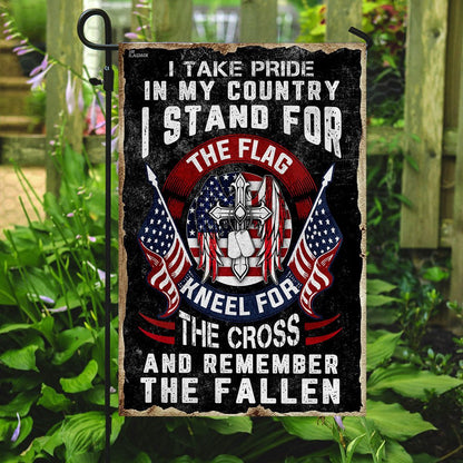 Christian Garden Flags, I Stand For The Flag Kneel For The Cross Flag, Christian House Flags, Christian Cross Flag, Faith Flag