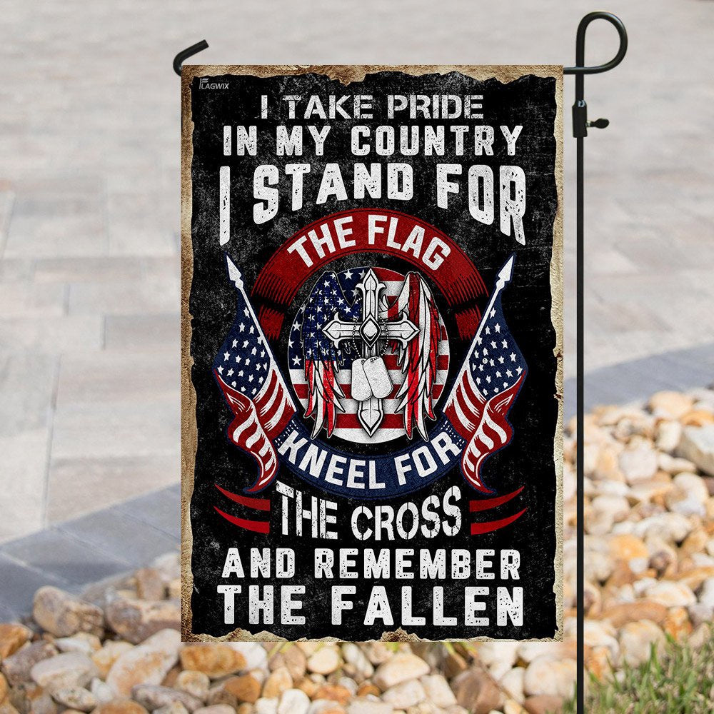 Christian Garden Flags, I Stand For The Flag Kneel For The Cross Flag, Christian House Flags, Christian Cross Flag, Faith Flag