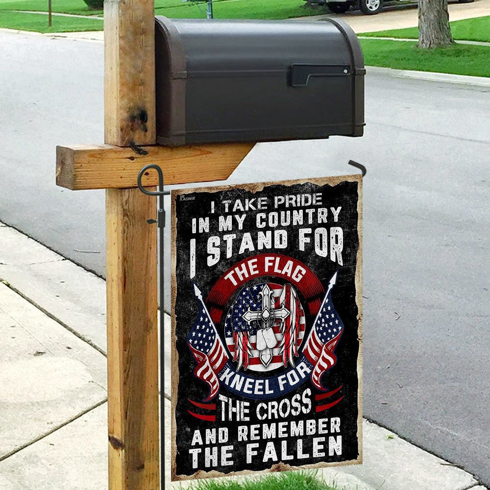 Christian Garden Flags, I Stand For The Flag Kneel For The Cross Flag, Christian House Flags, Christian Cross Flag, Faith Flag