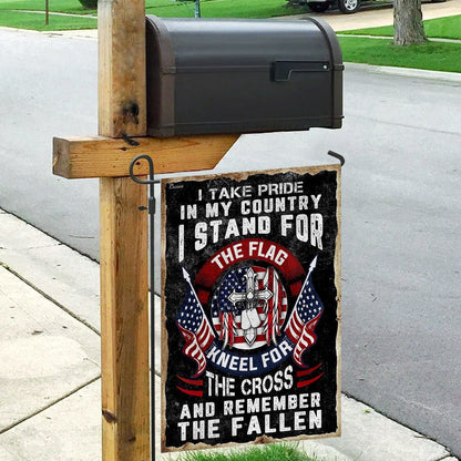 Christian Garden Flags, I Stand For The Flag Kneel For The Cross Flag, Christian House Flags, Christian Cross Flag, Faith Flag