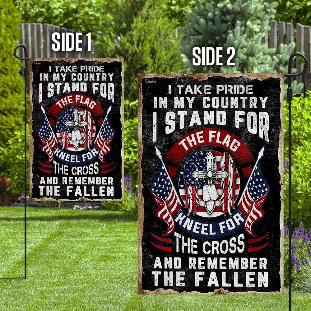 Christian Garden Flags, I Stand For The Flag Kneel For The Cross Flag, Christian House Flags, Christian Cross Flag, Faith Flag