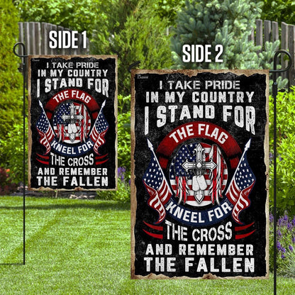 Christian Garden Flags, I Stand For The Flag Kneel For The Cross Flag, Christian House Flags, Christian Cross Flag, Faith Flag