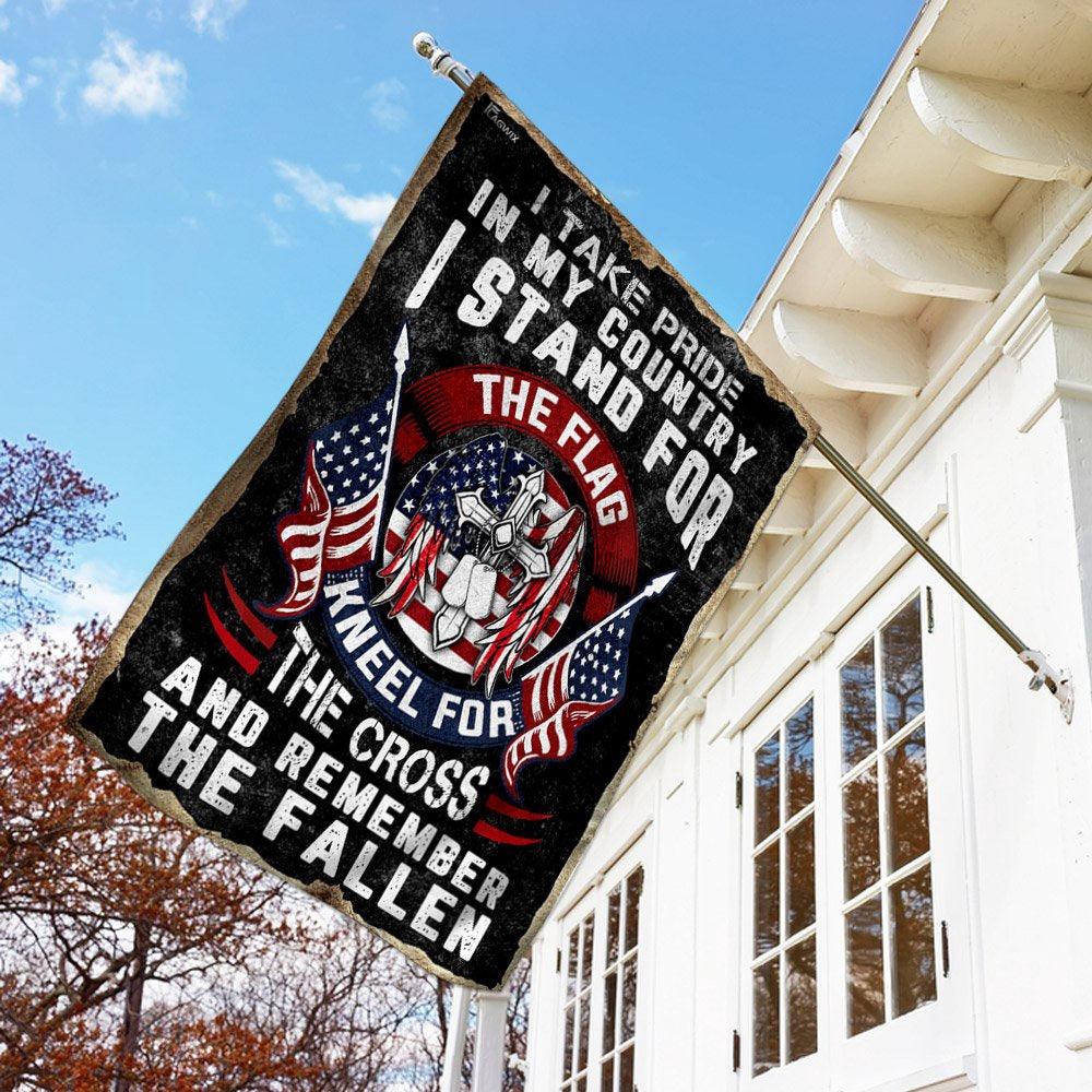 Christian Garden Flags, I Stand For The Flag Kneel For The Cross Flag, Christian House Flags, Christian Cross Flag, Faith Flag