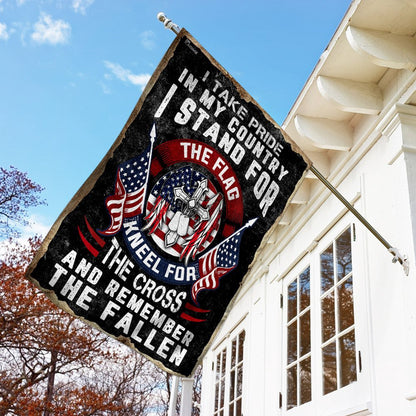 Christian Garden Flags, I Stand For The Flag Kneel For The Cross Flag, Christian House Flags, Christian Cross Flag, Faith Flag