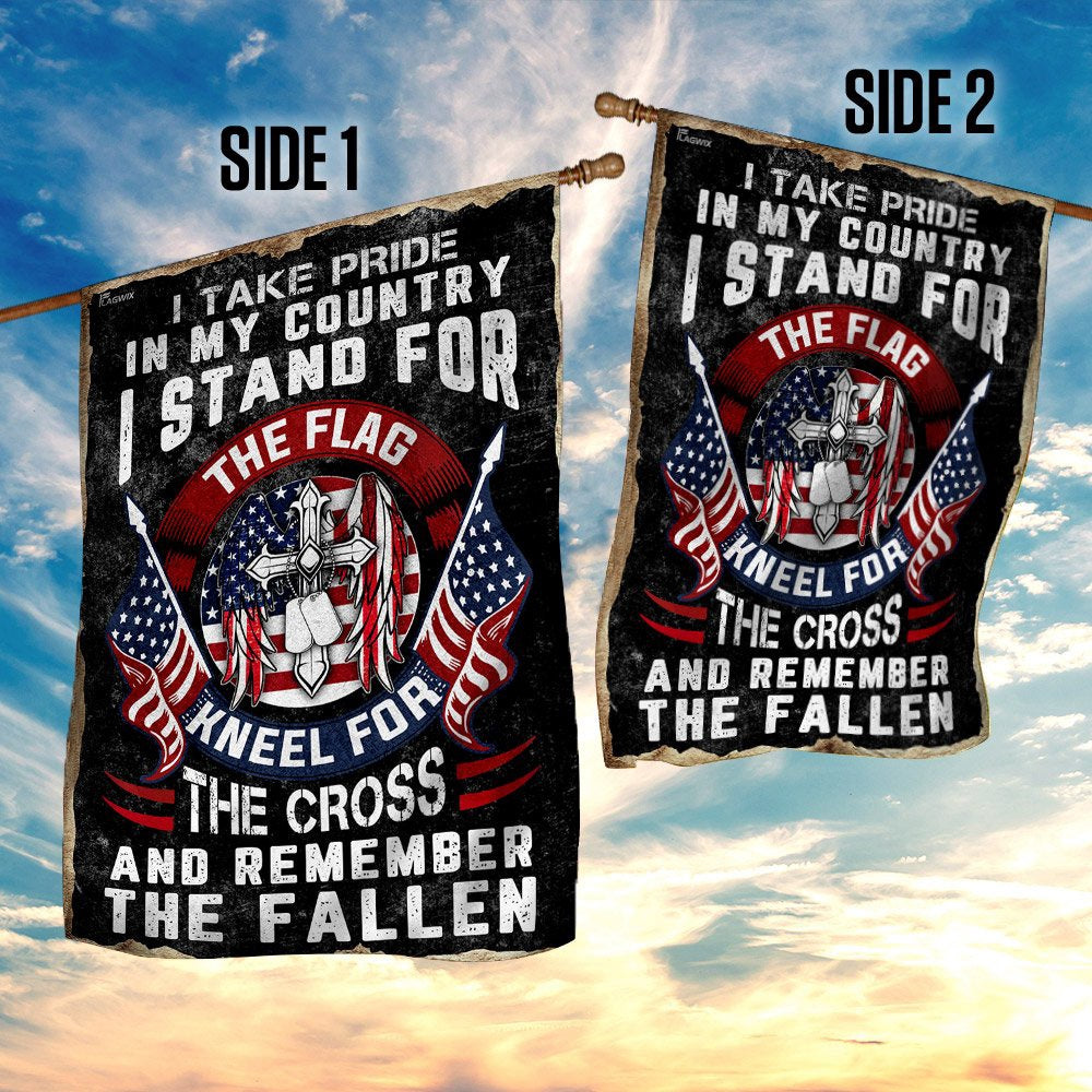 Christian Garden Flags, I Stand For The Flag Kneel For The Cross Flag, Christian House Flags, Christian Cross Flag, Faith Flag