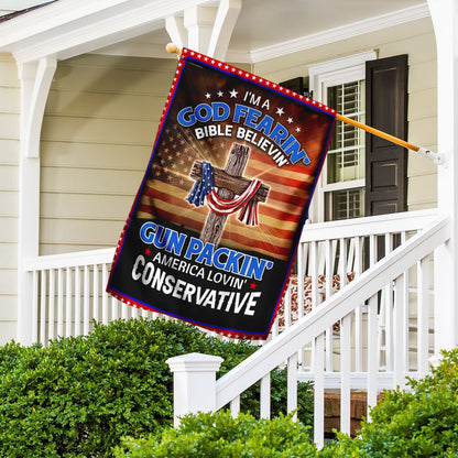 Christian Garden Flags, I'm A God Fearin' Bible Believin' America Lovin' Flag, Christian House Flags, Christian Cross Flag, Faith Flag