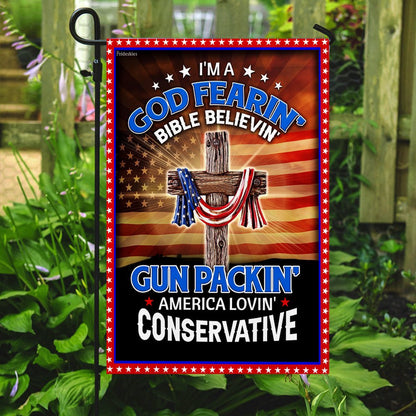 Christian Garden Flags, I'm A God Fearin' Bible Believin' America Lovin' Flag, Christian House Flags, Christian Cross Flag, Faith Flag