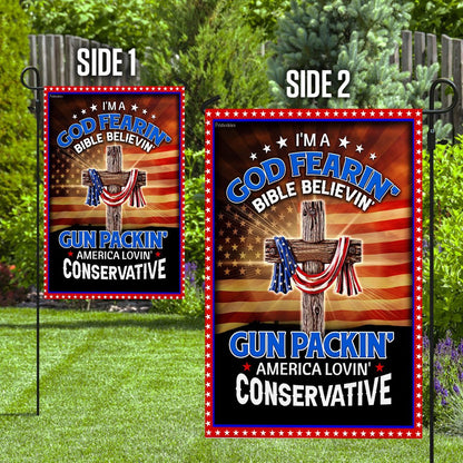 Christian Garden Flags, I'm A God Fearin' Bible Believin' America Lovin' Flag, Christian House Flags, Christian Cross Flag, Faith Flag