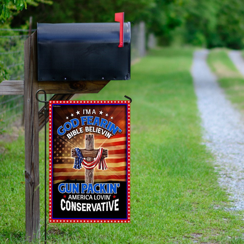 Christian Garden Flags, I'm A God Fearin' Bible Believin' America Lovin' Flag, Christian House Flags, Christian Cross Flag, Faith Flag