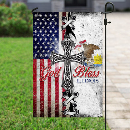 Christian Garden Flags, Illinois State American Christian Cross Flag, Christian House Flags, Christian Cross Flag, Faith Flag