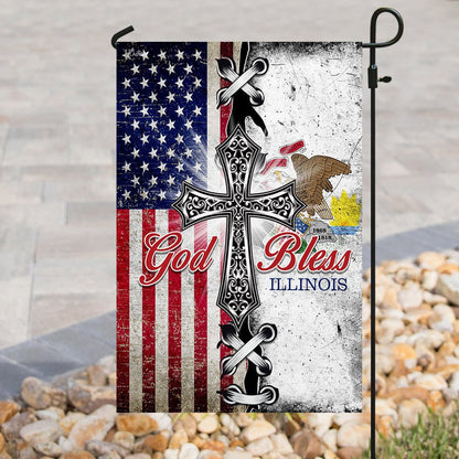 Christian Garden Flags, Illinois State American Christian Cross Flag, Christian House Flags, Christian Cross Flag, Faith Flag