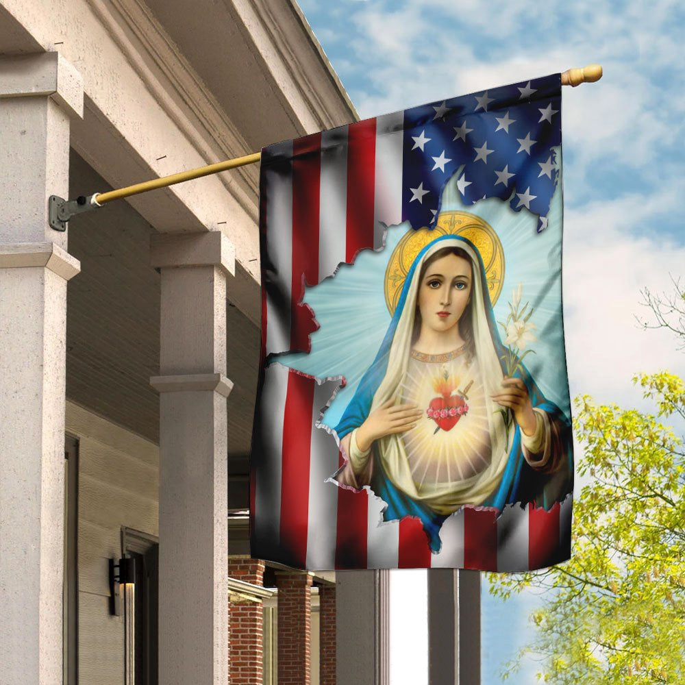 Christian Garden Flags, Immaculate Heart of Mary Flag, Christian House Flags, Christian Cross Flag, Faith Flag