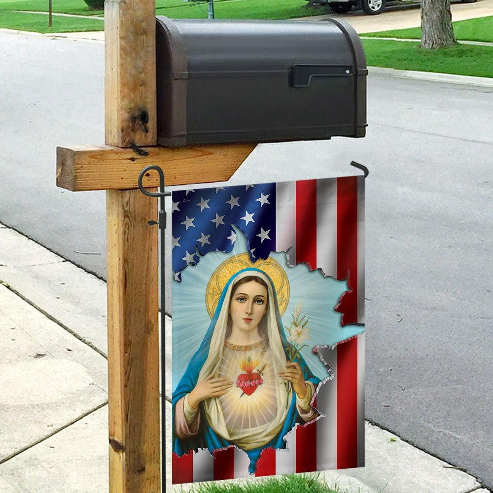 Christian Garden Flags, Immaculate Heart of Mary Flag, Christian House Flags, Christian Cross Flag, Faith Flag