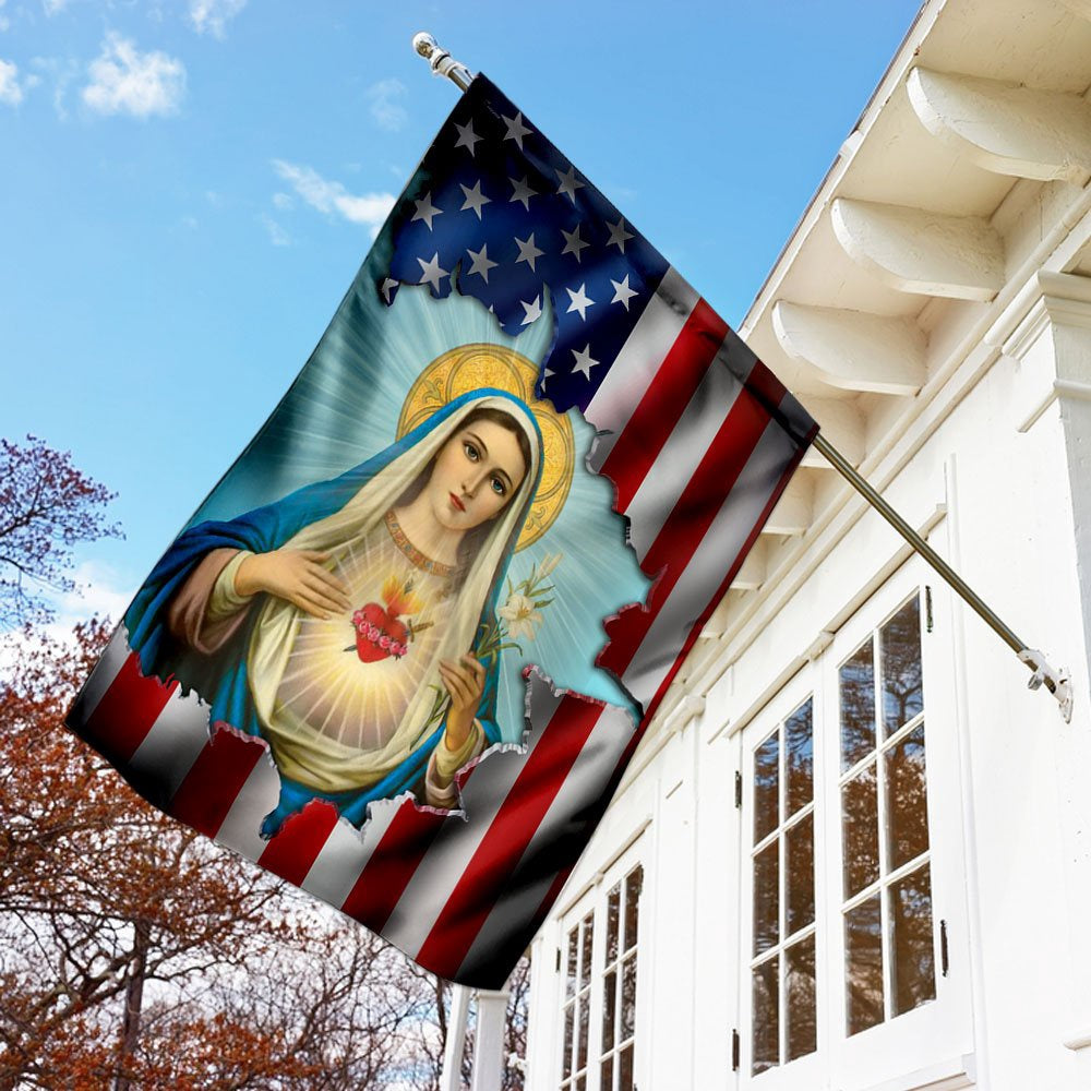 Christian Garden Flags, Immaculate Heart of Mary Flag, Christian House Flags, Christian Cross Flag, Faith Flag