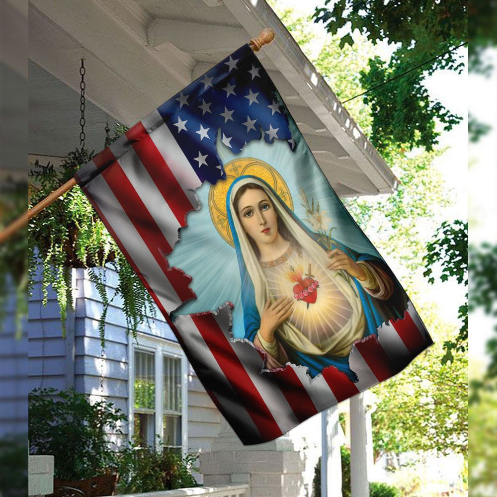 Christian Garden Flags, Immaculate Heart of Mary Flag, Christian House Flags, Christian Cross Flag, Faith Flag