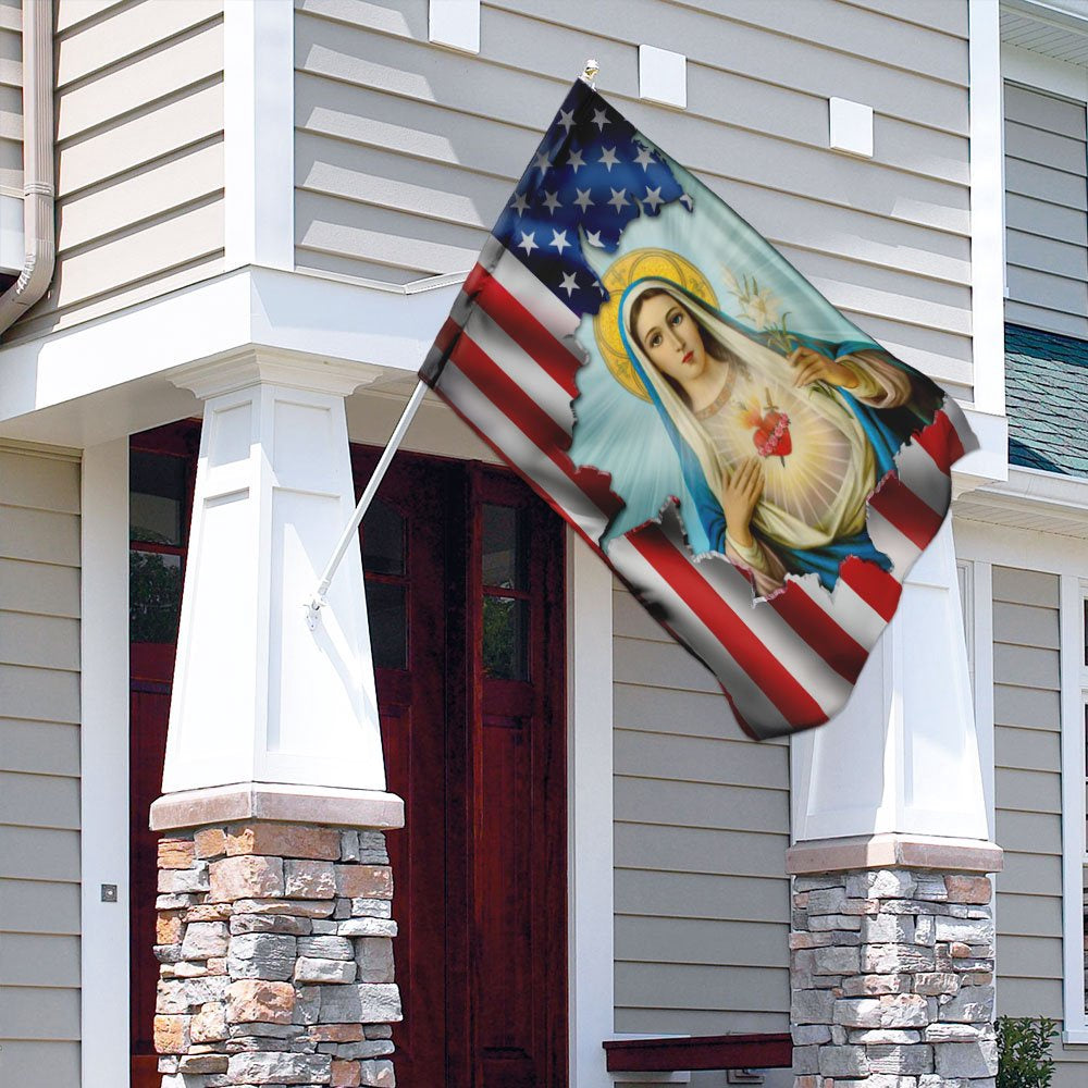 Christian Garden Flags, Immaculate Heart of Mary Flag, Christian House Flags, Christian Cross Flag, Faith Flag