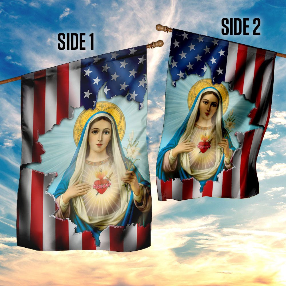 Christian Garden Flags, Immaculate Heart of Mary Flag, Christian House Flags, Christian Cross Flag, Faith Flag