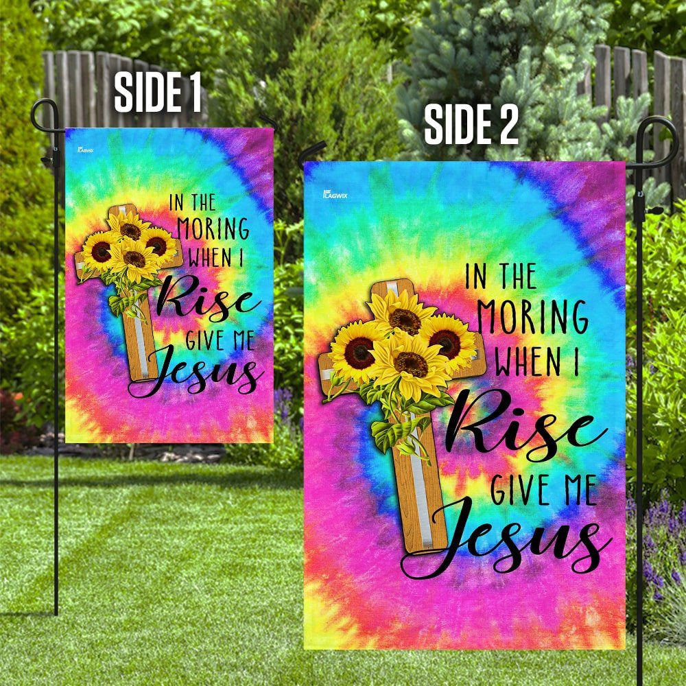 Christian Garden Flags, In The Morning When I Rise Give Me Jesus Flag, Christian House Flags, Christian Cross Flag, Faith Flag