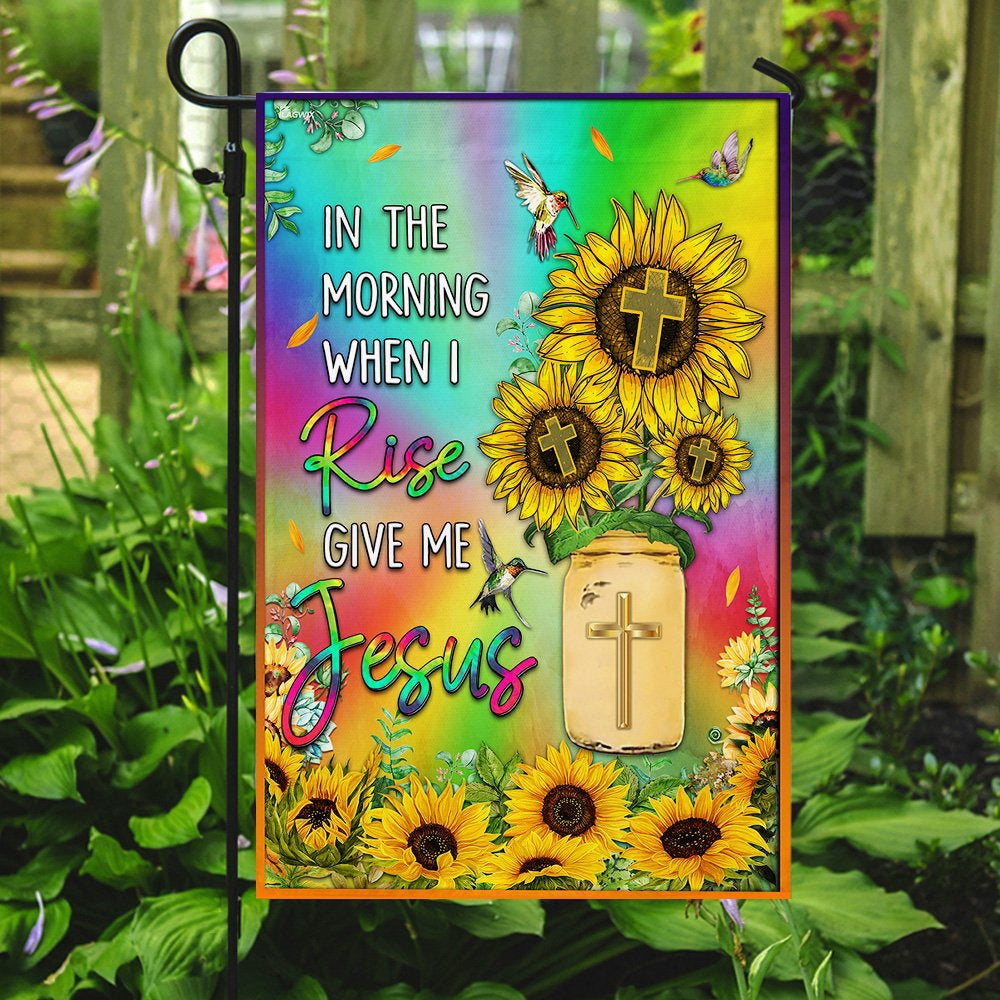 Christian Garden Flags, In The World When I Rise Give Me Jesus Flag, Christian House Flags, Christian Cross Flag, Faith Flag