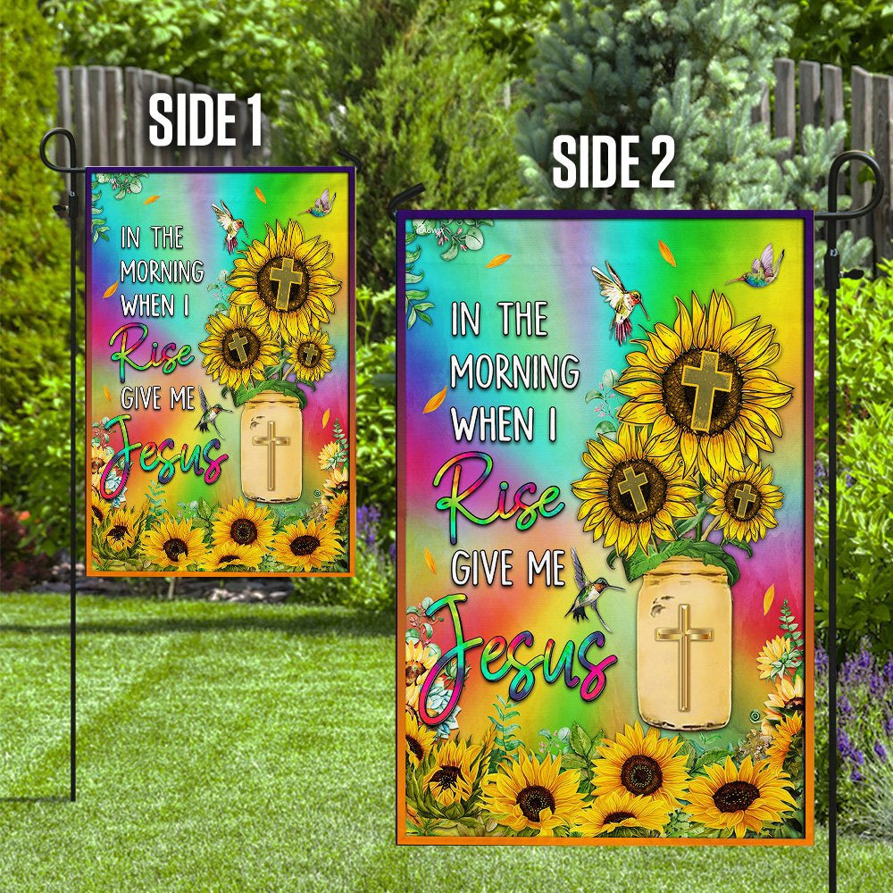 Christian Garden Flags, In The World When I Rise Give Me Jesus Flag, Christian House Flags, Christian Cross Flag, Faith Flag