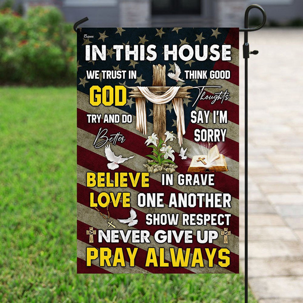 Christian Garden Flags, In This House We Trust In God Flag, Christian House Flags, Christian Cross Flag, Faith Flag