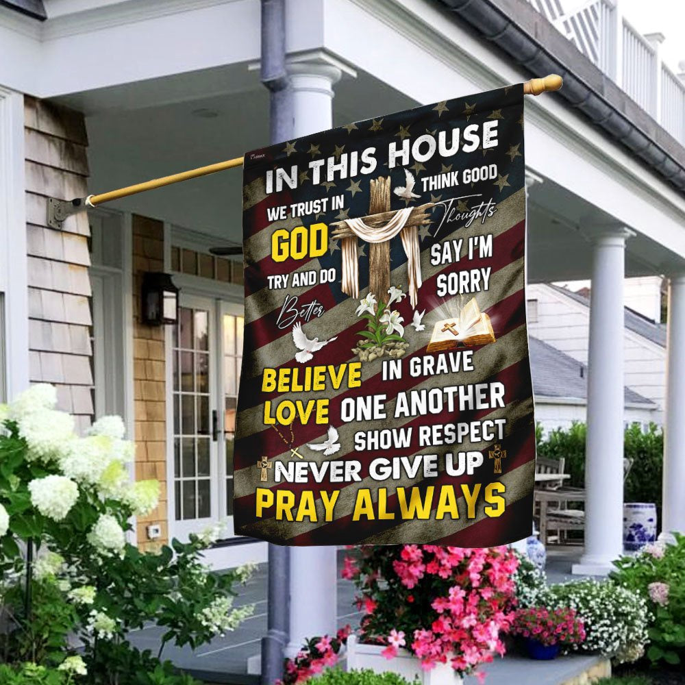 Christian Garden Flags, In This House We Trust In God Flag, Christian House Flags, Christian Cross Flag, Faith Flag