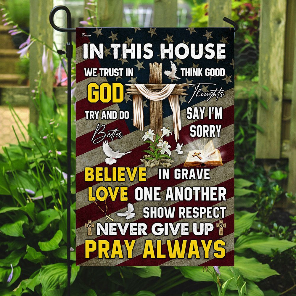 Christian Garden Flags, In This House We Trust In God Flag, Christian House Flags, Christian Cross Flag, Faith Flag