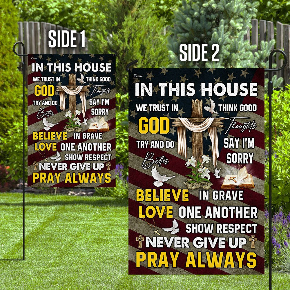 Christian Garden Flags, In This House We Trust In God Flag, Christian House Flags, Christian Cross Flag, Faith Flag