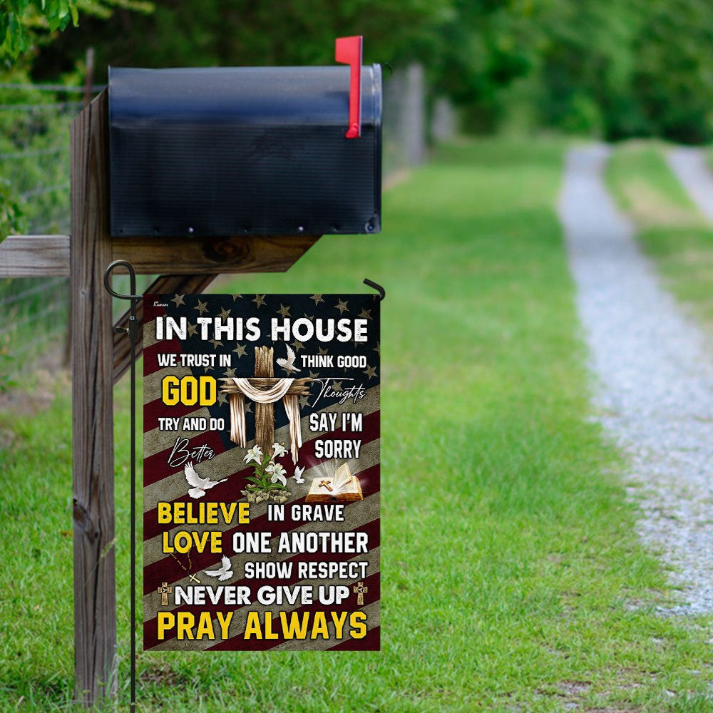 Christian Garden Flags, In This House We Trust In God Flag, Christian House Flags, Christian Cross Flag, Faith Flag