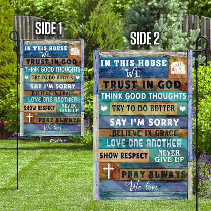 Christian Garden Flags, In This House We Trust In God Flag, Christian House Flags, Christian Cross Flag, Faith Flag
