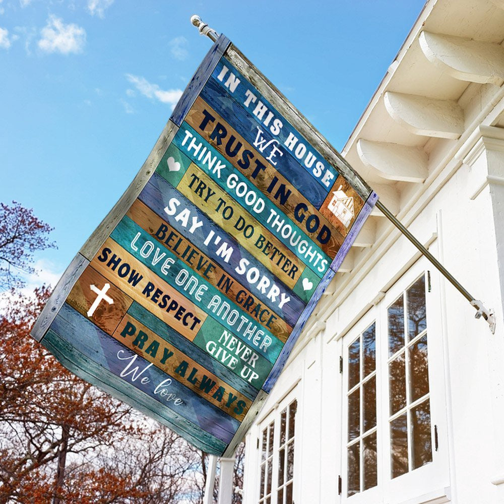 Christian Garden Flags, In This House We Trust In God Flag, Christian House Flags, Christian Cross Flag, Faith Flag