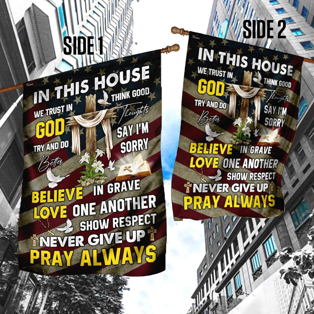 Christian Garden Flags, In This House We Trust In God Flag, Christian House Flags, Christian Cross Flag, Faith Flag