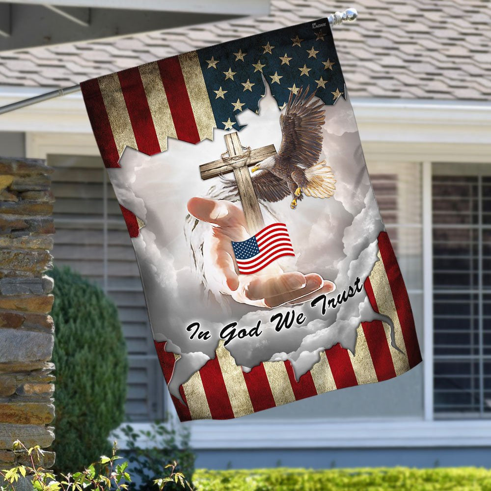 Christian Garden Flags, Jesus - In God We Trust American Flag, Christian House Flags, Christian Cross Flag, Faith Flag