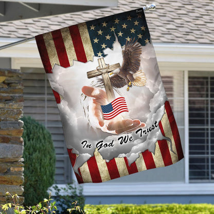 Christian Garden Flags, Jesus - In God We Trust American Flag, Christian House Flags, Christian Cross Flag, Faith Flag