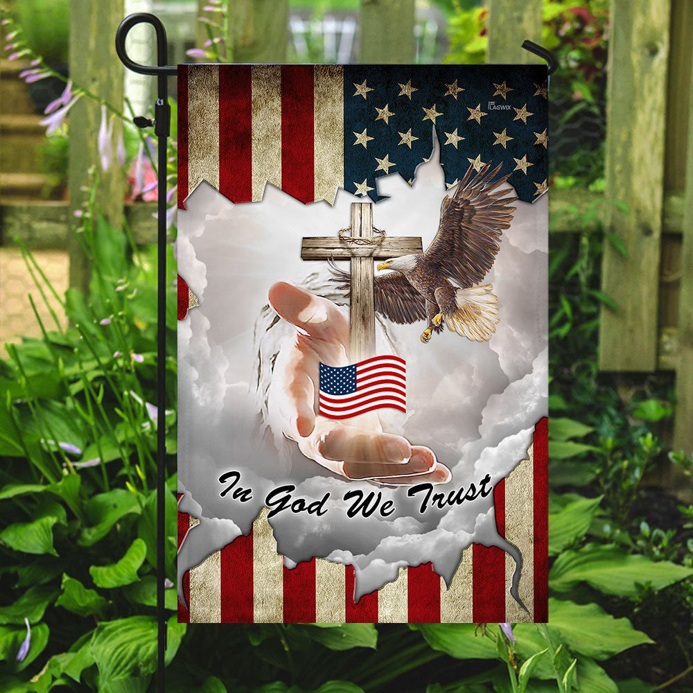 Christian Garden Flags, Jesus - In God We Trust American Flag, Christian House Flags, Christian Cross Flag, Faith Flag